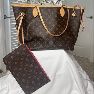 Louis Vuitton Neverfull tote and wristlet